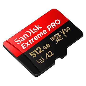 SanDisk Extreme PRO microSDXC UHS-I Memory Card 512 GB + Adapter & RescuePRO Deluxe (for Smartphones...