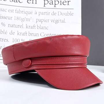Danse Jupe PU Leather Sailor Hat for Trendy Women