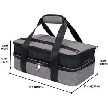 Lunch Bag Insulated Thermal Food Carrier,Insulated Double Casserole Carrier, 9"x13" Baking Dish Carr...