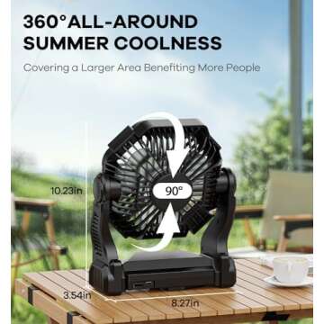 DOWILLDO Camping Fan with LED Lantern - Portable and Durable