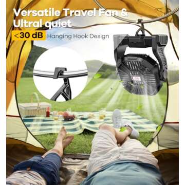 DOWILLDO Camping Fan with LED Lantern - Portable and Durable