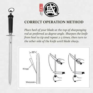 MITSUMOTO SAKARI 10 inch Knife Sharpening Steel Honing Rod, Japanese High Carbon Flat Honing Steel, Professional Kitchen Steel Knife Sharpener (ABS Handle & Powerful Magnet)