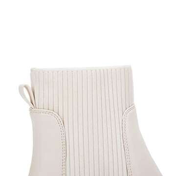 Coutgo Women’s Chelsea Platform Ankle Boots Elastic Slip On Chunky Block Heel Lug Sole Booties