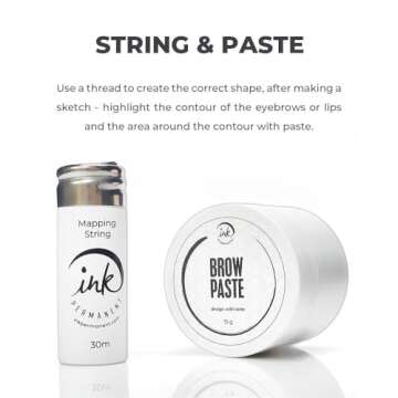 Brow Mapping Kit with White Brow Paste [Large 15g Bottle] White Brow Mapping String [30 m ] and 2 Ey...