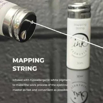 Brow Mapping Kit with White Brow Paste [Large 15g Bottle] White Brow Mapping String [30 m ] and 2 Eyebrow Brush Set for Microblading Supplies, PMU Supplies and Brow Brush Microblading Kit; Brow brush