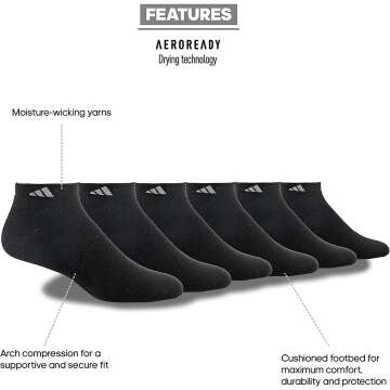 Adidas Men's Low Cut Athletic Socks - 6 Pairs Comfort