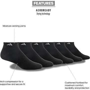 Adidas Men's Low Cut Athletic Socks - 6 Pairs Comfort