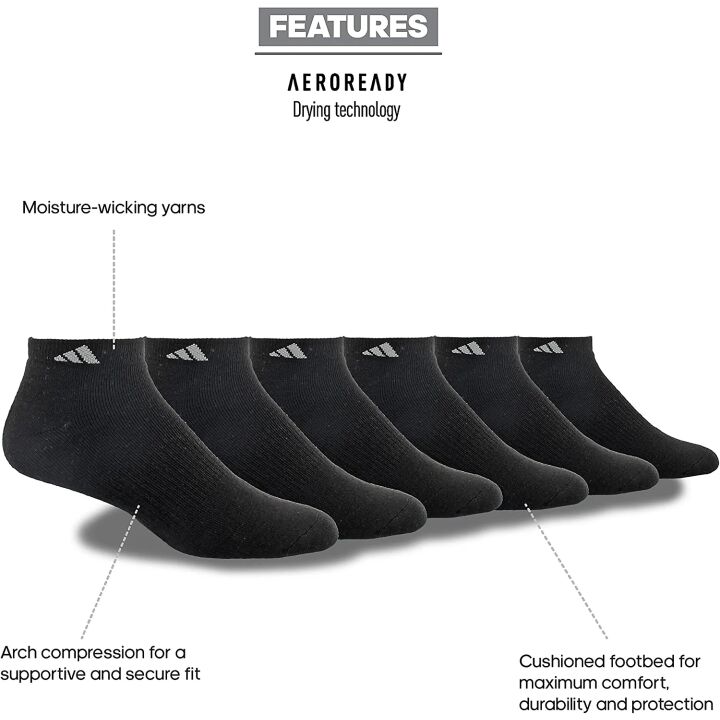 Adidas Men's Low Cut Athletic Socks - 6 Pairs Comfort