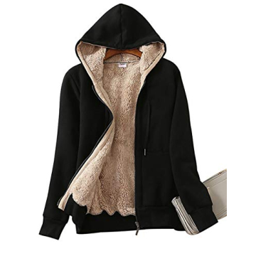 Yeokou Women's Casual Full Zip Up Sherpa Lined Hoodie Sweatshirt for Cozy Comfort