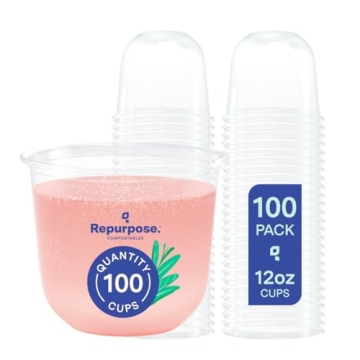 Repurpose Disposable Stemless Glasses - 100 Pack, Eco-Friendly Drinkware