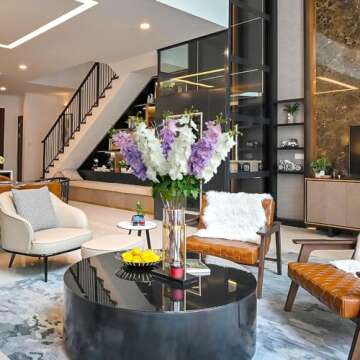 SUMTIPHUN 3 Pcs Purple Large Delphinium Artificial Flowers 31.5 inches Real Touch Latex Larkspur Gif...