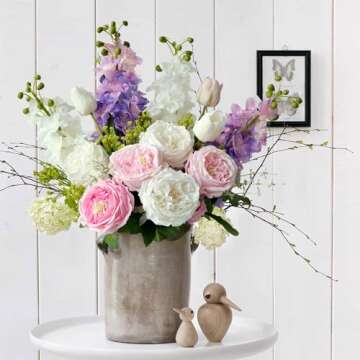 SUMTIPHUN 3 Pcs Purple Large Delphinium Artificial Flowers 31.5 inches Real Touch Latex Larkspur Gift for Mom Modern Home Decor Living Room Kitchen Wedding Party Table Centerpiece