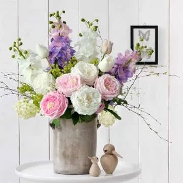 SUMTIPHUN 3 Pcs Purple Large Delphinium Artificial Flowers 31.5 inches Real Touch Latex Larkspur Gift for Mom Modern Home Decor Living Room Kitchen Wedding Party Table Centerpiece