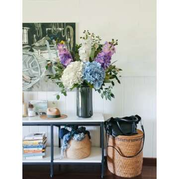 SUMTIPHUN 3 Pcs Purple Large Delphinium Artificial Flowers 31.5 inches Real Touch Latex Larkspur Gift for Mom Modern Home Decor Living Room Kitchen Wedding Party Table Centerpiece