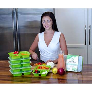 10-Pack Meal Prep Containers with Lids - Bento Box 3 Compartment 35ounce - Food Plastic Storage Cont...