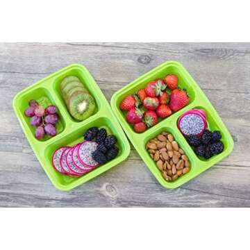 10-Pack Meal Prep Containers with Lids - Bento Box 3 Compartment 35ounce - Food Plastic Storage Containers with Lids - To Go Lunch Containers BPA-Free Portion Control Microwave Dishwasher Safe