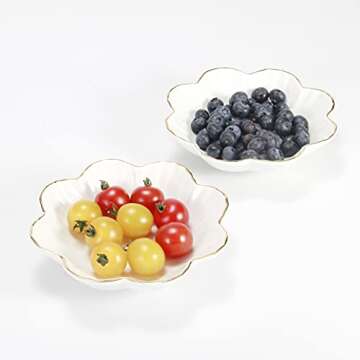 Stylish Gold Flower Ceramic Serving Dish - HOKMOKQOK 6.6 inch