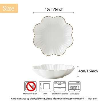 Stylish Gold Flower Ceramic Serving Dish - HOKMOKQOK 6.6 inch