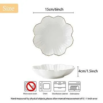 Stylish Gold Flower Ceramic Serving Dish - HOKMOKQOK 6.6 inch