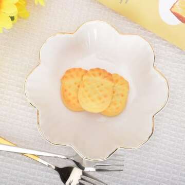 Stylish Gold Flower Ceramic Serving Dish - HOKMOKQOK 6.6 inch