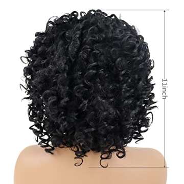 GNIMEGIL Black Women Wigs Afro Curly Short Hair with Side Bangs African American Wigs Lady Synthetic...