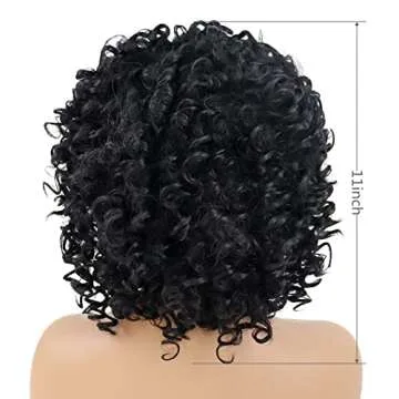 GNIMEGIL Black Women Wigs Afro Curly Short Hair with Side Bangs African American Wigs Lady Synthetic...