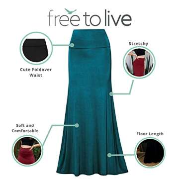 Free to Live 3 Pack Long Skirts for Women Fall Winter Flowy Maxi Skirt High Waist Fold Over (Small, ...