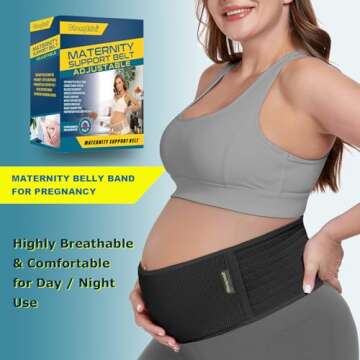 ChongErfei Pregnancy Belly Band Maternity Belt Back Support Abdominal Binder Back Brace - Relieve Back, Pelvic, Hip Pain for Pregnancy Recovery(Black,One Size)