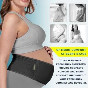 ChongErfei Pregnancy Belly Band Maternity Belt Back Support Abdominal Binder Back Brace - Relieve Back, Pelvic, Hip Pain for Pregnancy Recovery(Black,One Size)