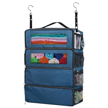MIAOJIE Hanging Travel Organizer - Portable Luggage Solution, Navy Blue