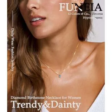 FUNEIA Blue December Necklaces for Women Artificial Birthstone Necklace for Women Mothers Dainty Nec...