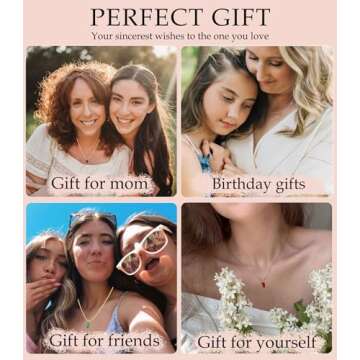 FUNEIA Blue December Necklaces for Women Artificial Birthstone Necklace for Women Mothers Dainty Necklace Green Cubic Zirconia Pendant Necklace Birthday Gifts for Women Jewelry