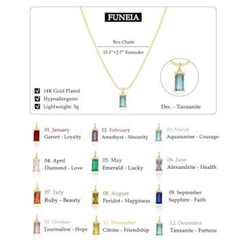 FUNEIA Blue December Necklaces for Women Artificial Birthstone Necklace for Women Mothers Dainty Necklace Green Cubic Zirconia Pendant Necklace Birthday Gifts for Women Jewelry