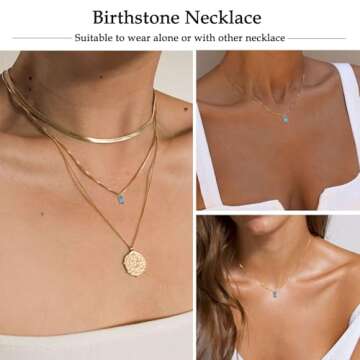 FUNEIA Blue December Necklaces for Women Artificial Birthstone Necklace for Women Mothers Dainty Necklace Green Cubic Zirconia Pendant Necklace Birthday Gifts for Women Jewelry