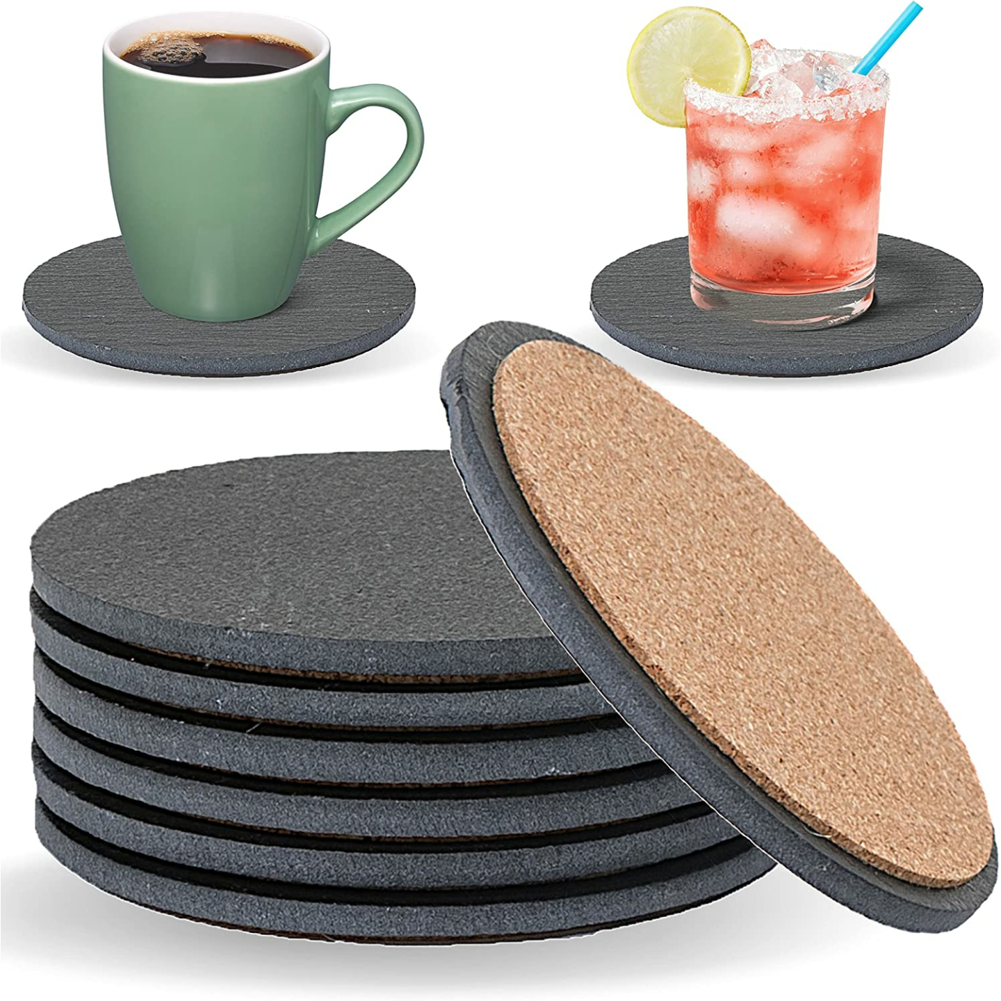 Sona Home 6PC Slate Coasters - Modern Drink Protection
