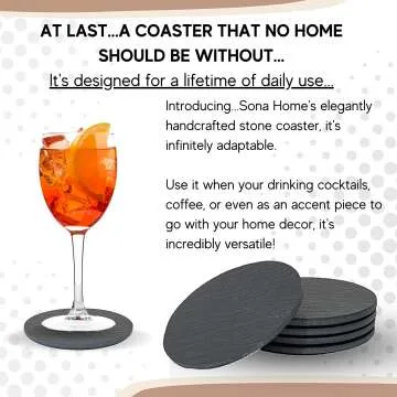Sona Home 6PC Slate Coasters - Modern Drink Protection