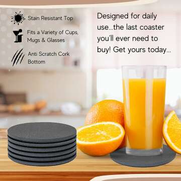 Sona Home 6PC Slate Coasters - Modern Drink Protection