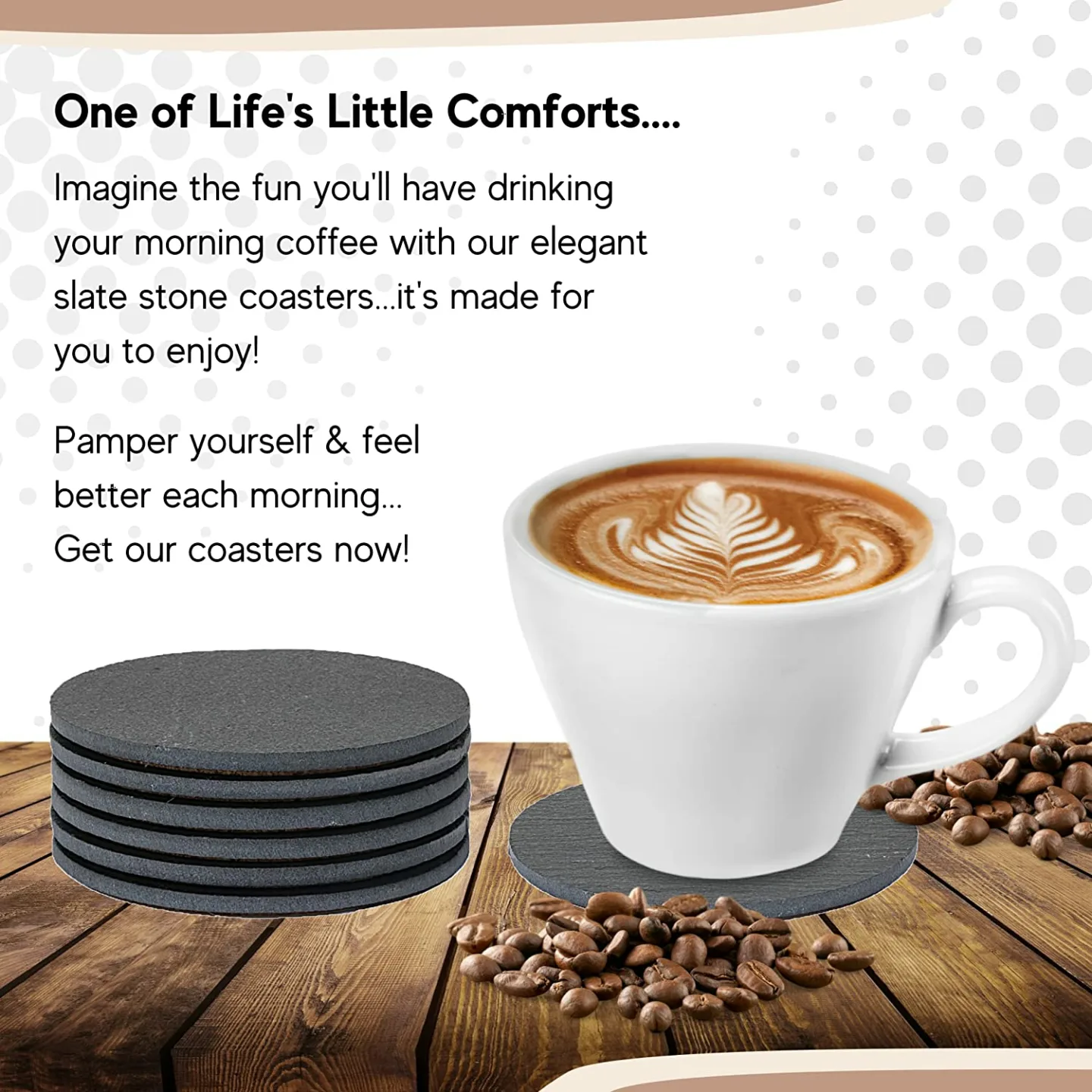 Sona Home 6PC Slate Coasters - Modern Drink Protection