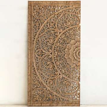 Rustic King Size Teak Wood Headboard Wall Mount