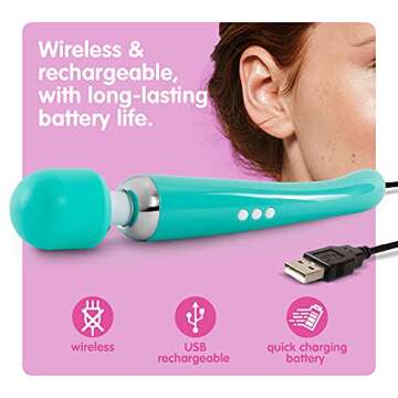 Oliver James Vibrator, Sex Toys Wand Massager, Adult Toy for Women - G Spot Vibrators, Clitoris Stimulation, Dildo, Water-Resistant, Wireless, 20 Vibration Modes & 8 Speeds (Large, Green)