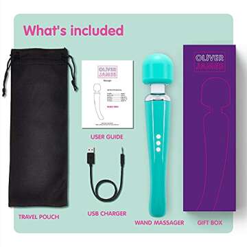 Oliver James Vibrator, Sex Toys Wand Massager, Adult Toy for Women - G Spot Vibrators, Clitoris Stimulation, Dildo, Water-Resistant, Wireless, 20 Vibration Modes & 8 Speeds (Large, Green)