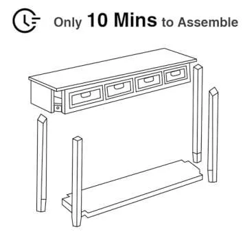 Wnutrees Farmhouse Console Table with 4 Rattan Drawers, 60" Long Narrow Boho Foyer Sofa Tables with Open Storage Shelves for Entryway, Hallway, Living Room, Natural