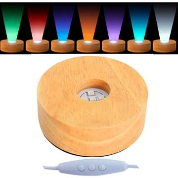 Illuminated LED Light Base Wood Display Stand for Art & Decor