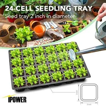 iPower Heating Seed Starter Germination Kit Seedling Propagation Tray with Heater and 5in Vented Humidity Dome, 1-Pack, Black&Transparent
