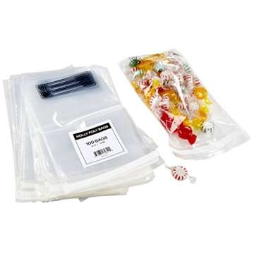 Holly Poly Bags - 400 Industrial Strong Clear Poly Bag Combo Set - 100 Bags Per Size - 6x9, 8x10, 9x...
