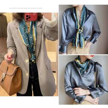 vimate Satin Silk Scarf for Women Neck-Lightweight Satin Hair Scarf Beach Headband Purse Scarf Bag Scarf for Handbags Belt Scarf for Waist (Style 02)