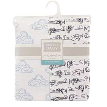 Hudson Baby Unisex Baby Cotton Fitted Crib Sheet, Airplane, One Size