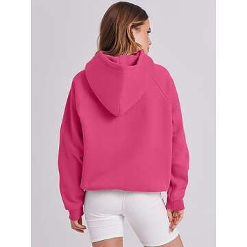 ANRABESS Women Hoodies Oversized Fleece Long Sleeve Comfy Casual Basic Pullover Sweatshirts 2025 Fall Outfits Sweater Hot Pink Small
