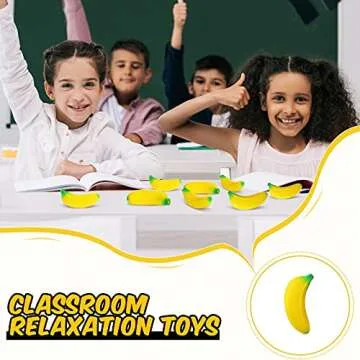 Civaner 30 Pcs Banana Stress Toys Stretchy Banana Stress Relief Toys Fidget Anxiety Relief Squeeze Balls Bulk Mini Party Favors Tiny Squeeze Party Supplies for Kids Adults(Yellow)