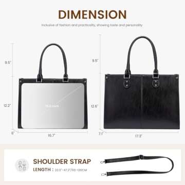 LOVEVOOK Laptop Bag for Women,15.6 Inch Laptop Tote Bag Work Bags for Women, Vintage Leather Computer Bag, Large Capacity Office Briefcase, Business Handbag Shoulder Bag 2PCs